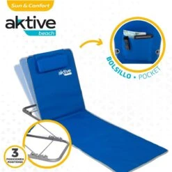 AKTIVE Matelas De Camping Pliable, Dossier Multipositions, Bleu -Pêche Produits Magasin aktive matelas de camping pliable dossier multipositions bleu 2